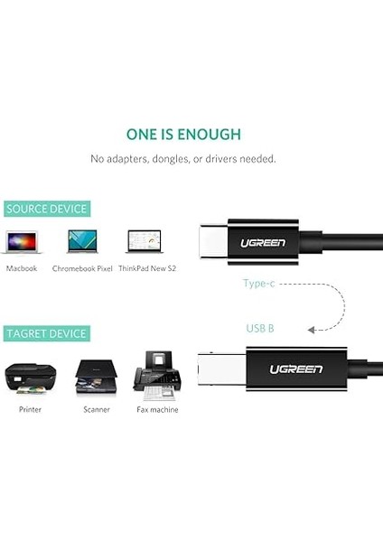 USB Type-C To USB B Yazıcı Kablosu 2 Metre Siyah fiyatları