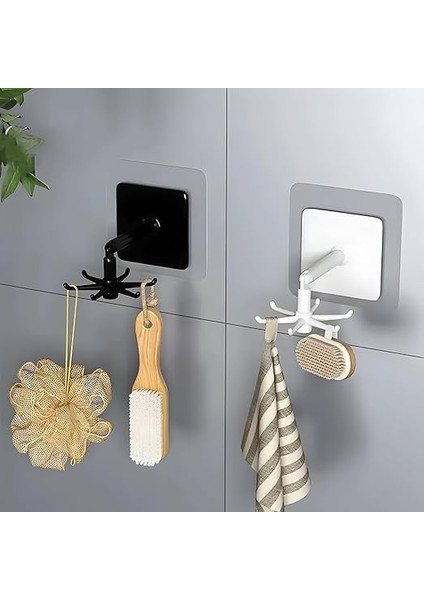 Adet 6 Kancalı 360° Döner Yapıştırmalı Askılık - Mutfak ve Banyo Organizeri, Kepçe, Havlu, Lif Askısı fiyatları