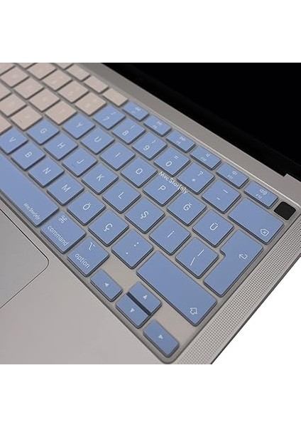 Macbook Air M1 13INÇ Klavye Koruyucu (Türkçe Q) (Touchıd'li Air) A2179 A2337 ile Uyumlu R.powder Mavi Pembe modelleri
