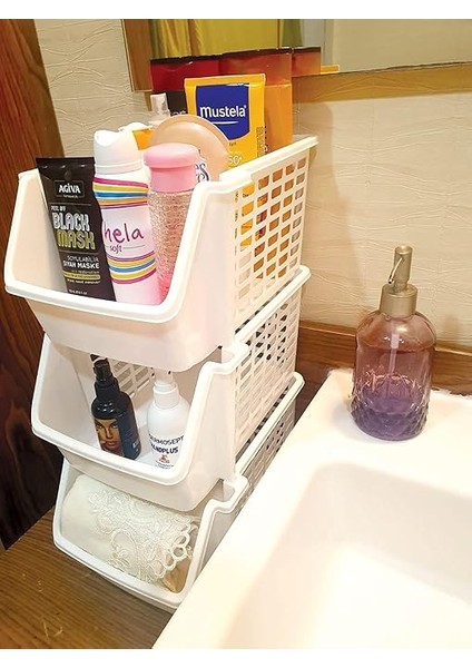 5 Adet Çok Amaçlı Katlı Geçmeli Organizer, Pratik Dolap Içi Lavabo Altı Evye-Tezgah Üstü Buzdolabı Mutfak Banyo Çamaşır Makinesi Ev Düzenleyici Plastik Sepet (5 Adet - Antrasit) indirimleri