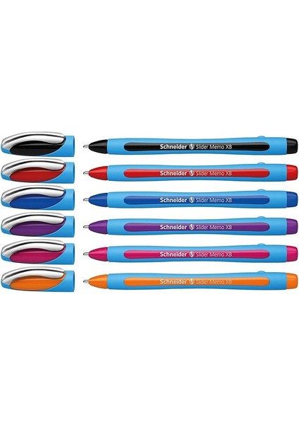 Slider Memo Xb, Tükenmez Kalem, 6'lı Set, Canlı Renkler