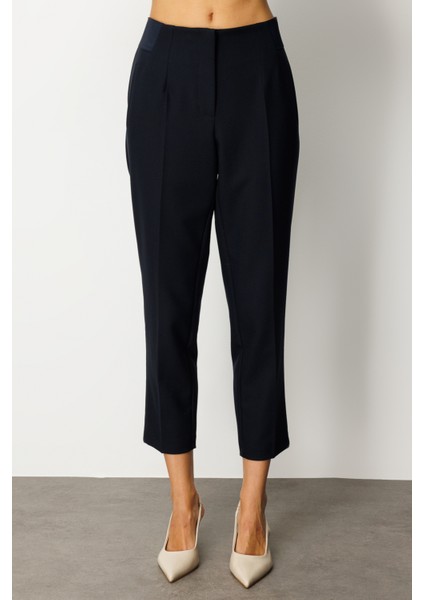 Kadın Beli Kalın Lastikli Dar Paça Pantolon 1109 Lacivert modelleri