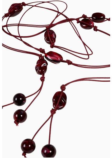 Boho Boncuk Örgülü Kemer Bordo