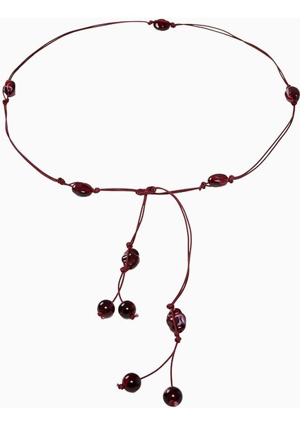 Boho Boncuk Örgülü Kemer Bordo modelleri