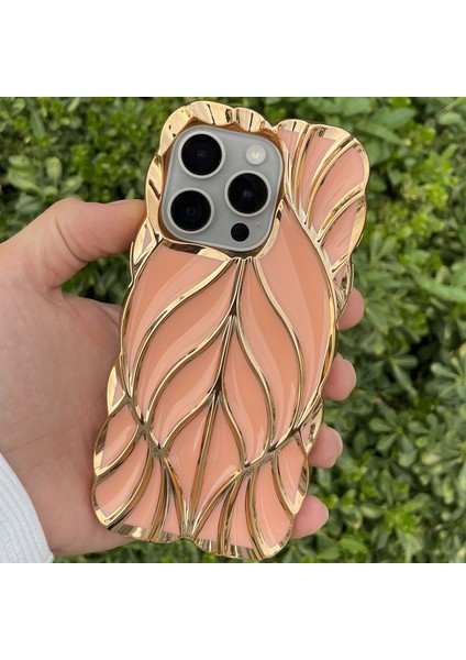 iPhone 14 Pro Kılıf Yaprak Desenli Parlak Darbe Önleyici Silikon Kapak