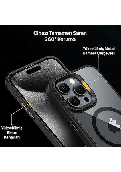 iPhone 16 Için Super-Crystal Magsafe ile Uyumlu Kılıf Arkası Kristal Berraklığında Cam Görünüm Kenarları Darbe Emici Silikon Hybrid Kılıf (Siyah, 16) fırsatları