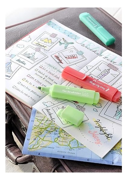 Fosforlu Kalem Seti, 4’lü, Pastel Renkler, Su Bazlı Mürekkep, Kesik Uç, 3 Farklı Çizgi Kalınlığı, Uzun Ömürlü modelleri