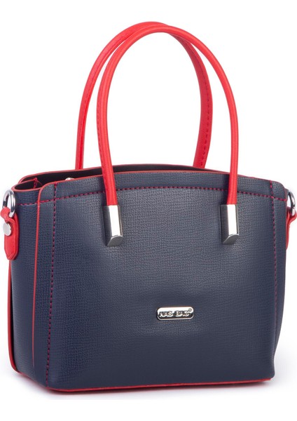 Kadın Mini El ve Çapraz Çanta Lacivert Kırmızı