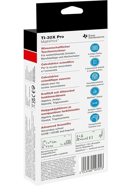 Instruments TI-30X Pro Mathprint Okul Hesap Makinesi (4 Satırlı Yüksek Çözünürlüklü Ekran, Güneş Enerjisi ve Pille Çalışır), Siyah fırsatları