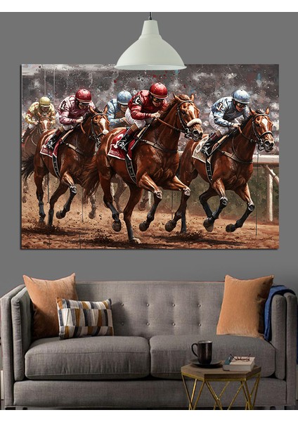 At Yarışı Hız Koşu Atlar Dekoratif Kanvas - Mdf Ahşap Tablo modelleri