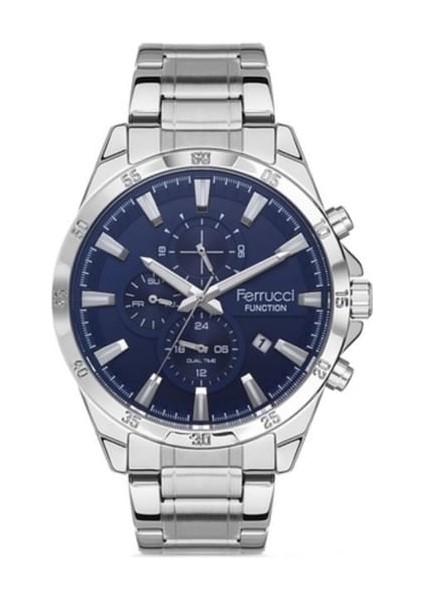 Ferucci Ferrucci Erkek Kol Saati Gümüş(Silver) Renk, Mavi Kadran - Şık Metal Kordon, 2 Yıl Garantili