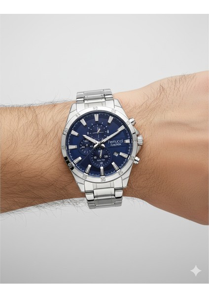 Ferucci Ferrucci Erkek Kol Saati Gümüş(Silver) Renk, Mavi Kadran - Şık Metal Kordon, 2 Yıl Garantili modelleri