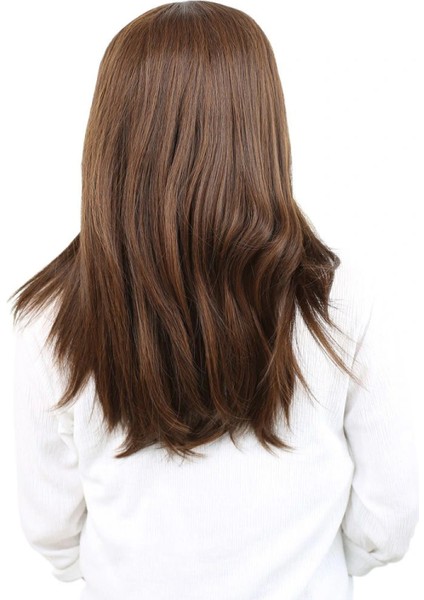 Kahkülsüz Fiber Sentetik Orta Boy Düz Peruk - Kahve Karamel fırsatları