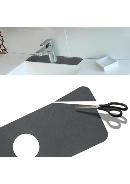 Sarmal Tasarımlı Musluk Kurutma Pedi – 38X13 cm Mikrofiber Süper Emici Tezgah – Su Sıçrama Önleyici ve Saklama Alanlı Kurutma Matı – Mutfak ve Için modelleri