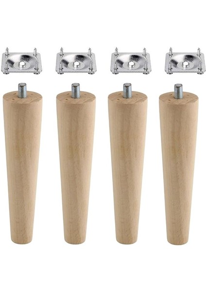 Ahşap Mobilya Koltuk Kanepe Sehpa Masa Ayağı Ayakları M8 Civatalı 15 cm + Bağlantı Aparatlı 8'li Set