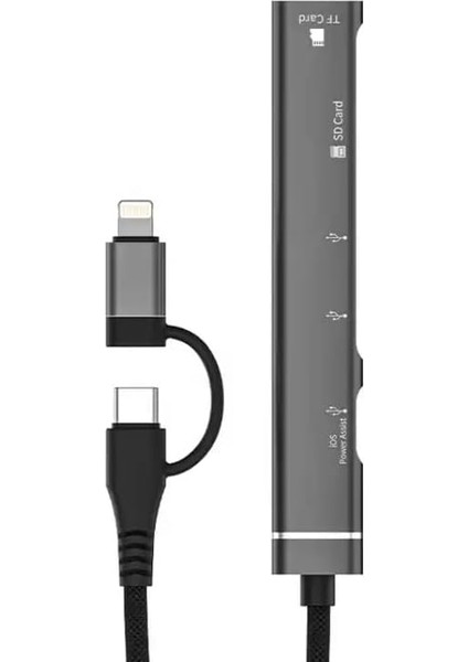 Type-C ve Lightning Uçlu Değiştirilebilir Başlık iPhone 15 Uyumlu Sd Kart Tf Kart Micro Sd Kart Okuyucu USB 3.0 Girişli Tak Çalıştır ZR563 fırsatları