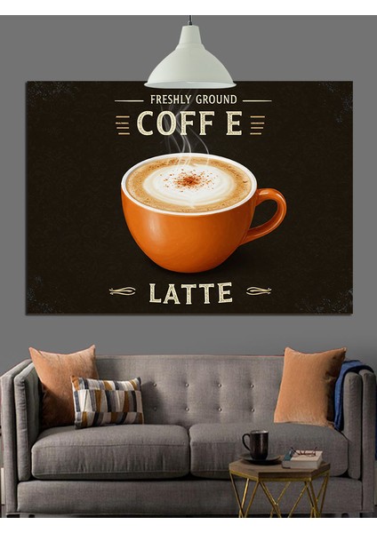 Sıcak Latte Kahve Kupası Dekoratif Kanvas - Mdf Ahşap Tablo