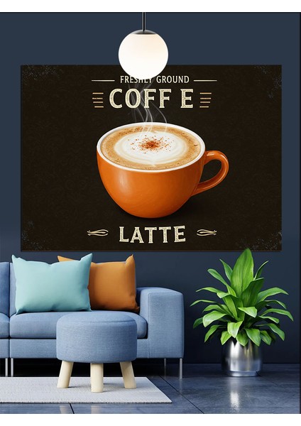 Sıcak Latte Kahve Kupası Dekoratif Kanvas - Mdf Ahşap Tablo modelleri