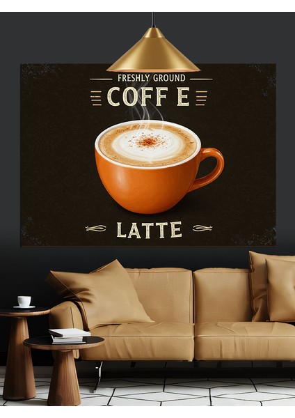 Sıcak Latte Kahve Kupası Dekoratif Kanvas - Mdf Ahşap Tablo fırsatları