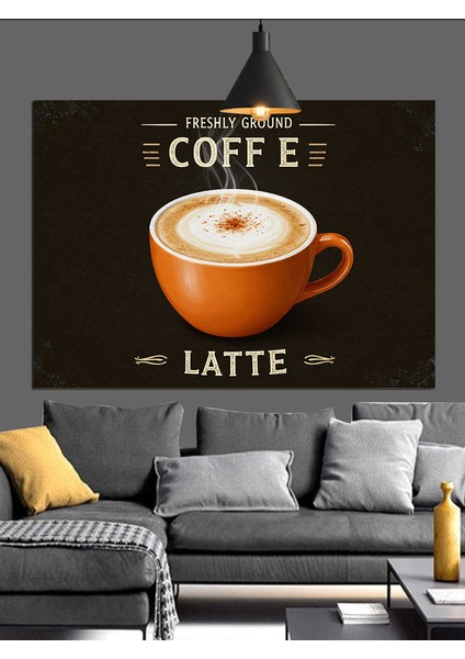 Sıcak Latte Kahve Kupası Dekoratif Kanvas - Mdf Ahşap Tablo indirimleri