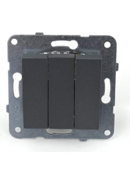 Nt Siyah Üçlü Anahtar Mekanizma+Düğme Kapak