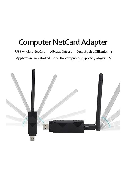 Netcard AR9271 USB Wifi Adaptörü Çıkarılabilir 2dbı Adaptörü Taşınabilir Internet Erişim Siyah fiyatları