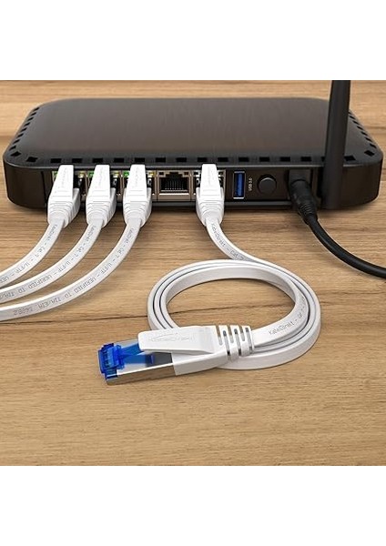 – Lan Kablosu Düz, Kırılmaz Yapı – 2m (Cat7 Kablo, 10 Gbit/s, Özellikle Esnek ve Kurulum Kablosu Olarak Uygun, Maksimum Fiber Optik Hız, RJ45, Beyaz) fırsatları