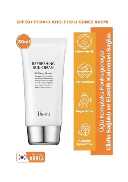 Ferahlatıcı Etkili SPF50+ Pa++++ Güneş Kremi | Su Bazlı, Yağsız, Yüksek Koruma/serinletici Güneş Koruyucusu 50ML fiyatları