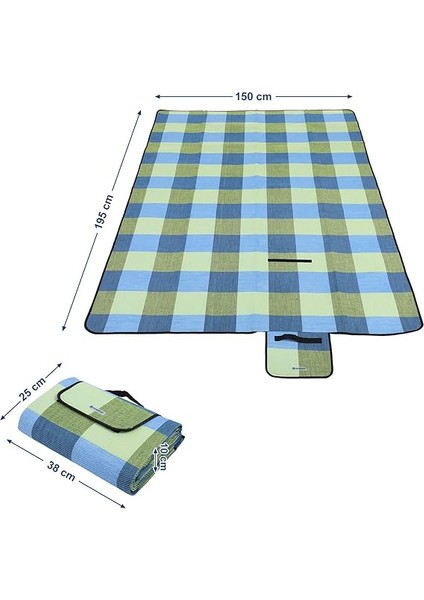 Isı Izoleli Su Geçirmez Piknik Örtüsü, Taşıma Saplı Plaj Örtüsü, GCM50C, 195 x 150 Cm, Mavi modelleri