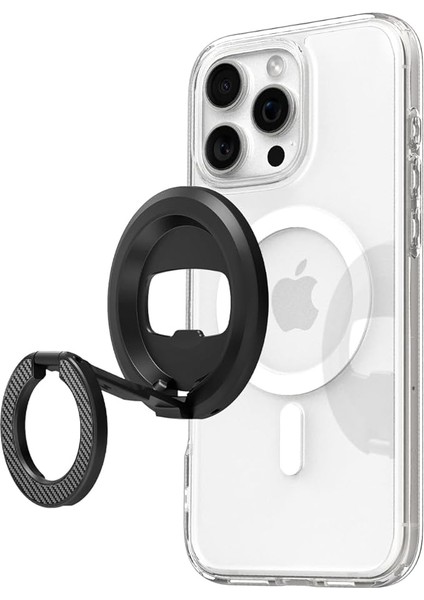 Magfit O-Mag iPhone Için Çift Taraflı Manyetik Telefon Tutucu Magsafe Özellikli Ring/şişe Açacağı Siyah - AMP08822