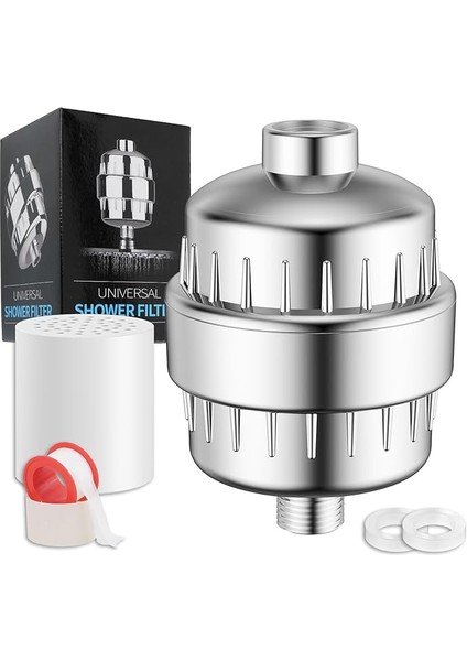 Kademeli Duş Filtresi Duş Başlığı Filtresi, Klor Ağır Metalleri ve Diğer Tortuları Çıkarın, Sert Su Filtresi, Cilt ve Saç Daha Sağlıklı, C Vitamini Su Yumuşatıcı Kuru Kaşıntılı Cildi Azaltır