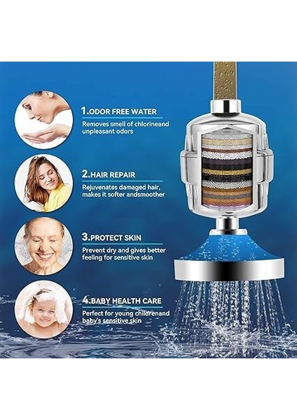 Kademeli Duş Filtresi Duş Başlığı Filtresi, Klor Ağır Metalleri ve Diğer Tortuları Çıkarın, Sert Su Filtresi, Cilt ve Saç Daha Sağlıklı, C Vitamini Su Yumuşatıcı Kuru Kaşıntılı Cildi Azaltır modelleri