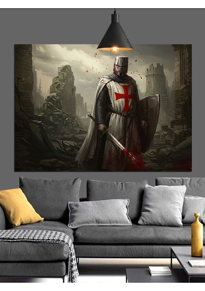 Kılıç Şövalyesi Savaş Zırhı Dekoratif Kanvas - Mdf Ahşap Tablo fiyatları