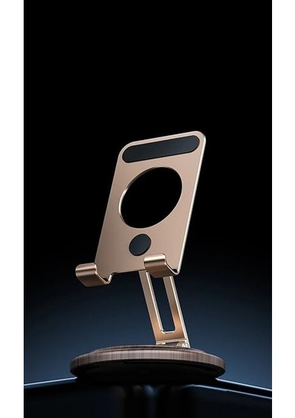 Profesyonel Tok Aliminyum Stand Ahşap Tabanlı Business Model A Sınıfı Malzeme Döner Tablet Telefon Standı Masaüstü Stand Katlanabilir Cep Telefon Tutucu (JR-H102 - Rose Gold) indirimleri