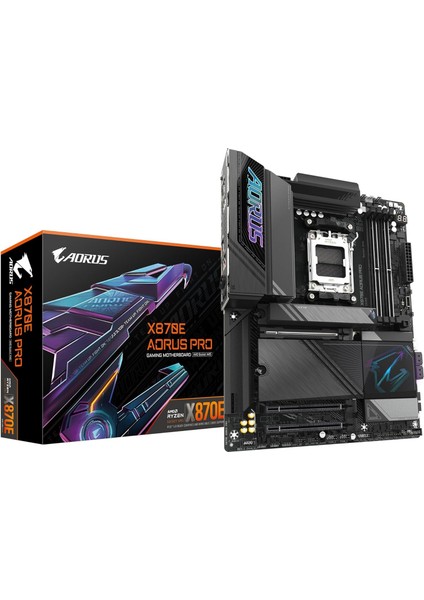 Gıgabyte X870E Aorus Pro Am5 Ddr5 8266MHZ+(OC) Pcıe 5.0 Çift M.2 Usb4 Wifi 7 5gbe Lan USB 3.2 GEN2X2 Atx Anakart