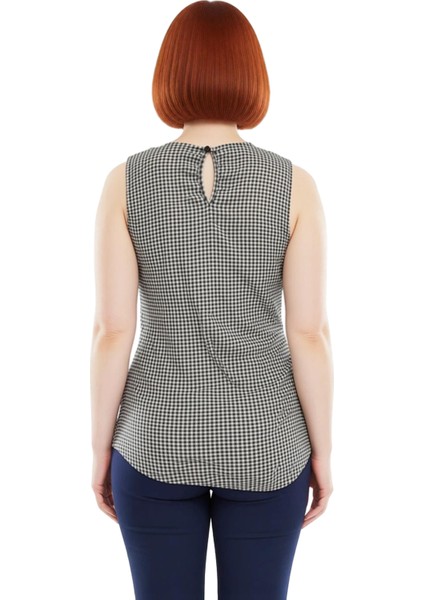 Kadınlar Için Kareli Desenli Asimetrik Hem Kolsuz Örme Üst Giyim Kaliteli Şık Rahat Modern modelleri