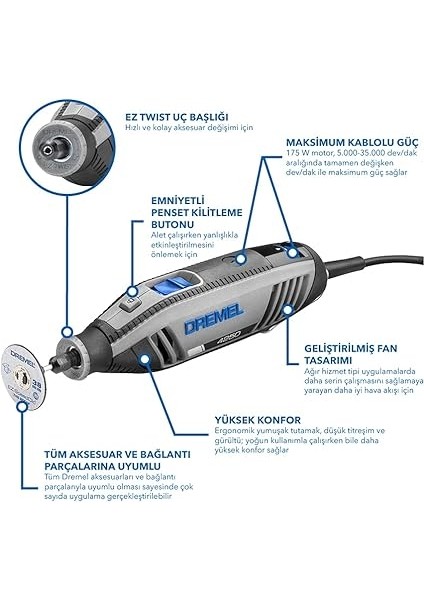 4250 Çok Amaçlı El Motoru 175 W, 6 Bağlantı Parçalı, 128 Aksesuarlı fiyatları