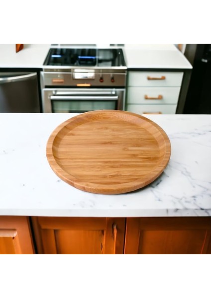 Bambu Lüx Yuvarlak Servis 20 * 20CM, Sunumluk & Çerezlik Sunum Tabağı