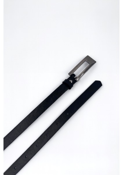 Ince Siyah Suni Deri Kadın Kemeri – Kare Tokalı Klasik ve Günlük Kullanım Için modelleri