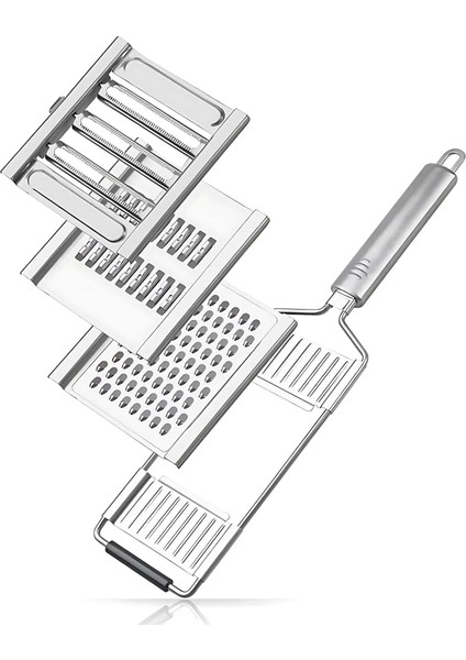 Farklı Bıçaklı Paslanmaz Çelik Rende - Çoklu Dilimleyici ve Doğrayıcı, Pratik Tak-Çıkar Özelliği ile Lahana, Patates, Salatalık ve Havuç Sebze Dilimleyici