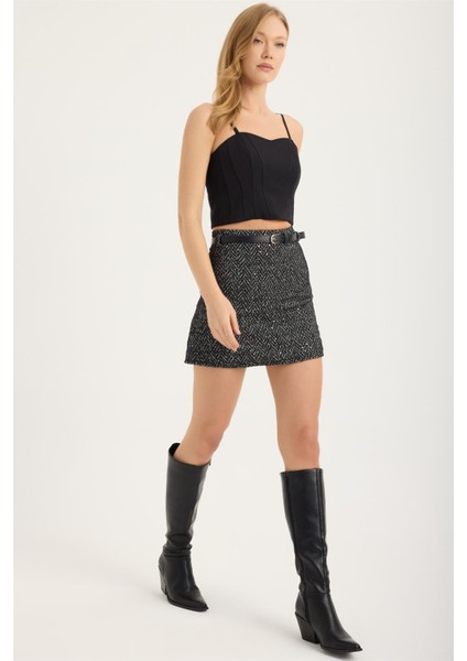 Mini Payetli Balıksırtı Etek modelleri