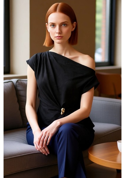 Asimetrik Kesim Dokuma Üst Zarif Detaylar ve Modern Silüet Kaliteli Şık Rahat Modern Zarif fiyatları