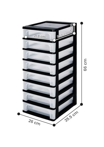 Ohyama, Çekmeceli Dolap, Çekmeceli Dolap, 4 L 8 Çekmece, A4 Formatında, Şeffaf Çekmeceler, Ofis, Oturma Odası - Düzenleyici Sandık OCH-2080 - Siyah fiyatları