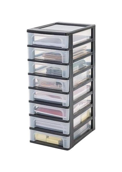 Ohyama, Çekmeceli Dolap, Çekmeceli Dolap, 4 L 8 Çekmece, A4 Formatında, Şeffaf Çekmeceler, Ofis, Oturma Odası - Düzenleyici Sandık OCH-2080 - Siyah modelleri