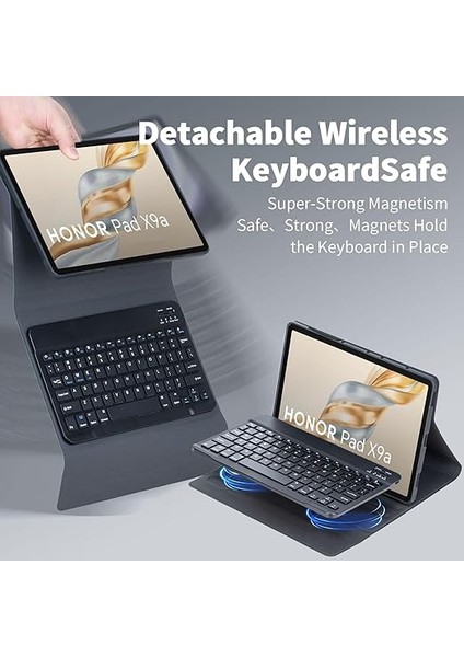 Kılıfı For Honor Pad X9A / Pad X9 Pro 11,5 Inç 2025 Tablet, Manyetik Çıkarılabilir Kablosuz Bluetooth Klavye, Fareli Ultra Ince Kılıf (Pembe) fırsatları