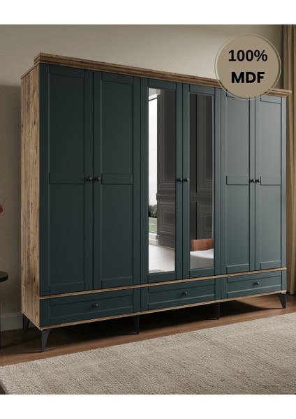 Silva 6 Kapaklı Çekmeceli Mdf Gardırop