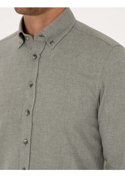 Erkek Yeşil Slim Fit Uzun Kollu Gömlek 50316768-VR054