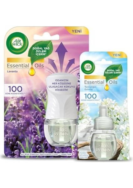 Air Wick Elektrikli Oda Kokusu Lavanta Kit (Cihaz + Yedek Şişe) + Temizliğin Esintisi Yedek Şişe