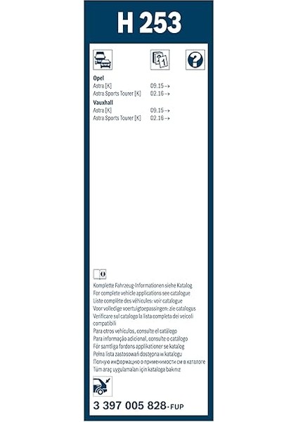 Rear Arka Silecek Opel Astra K (2016-2021), Jeep Compass (2017-2020) [250 Mm] H253 3397005828 modelleri