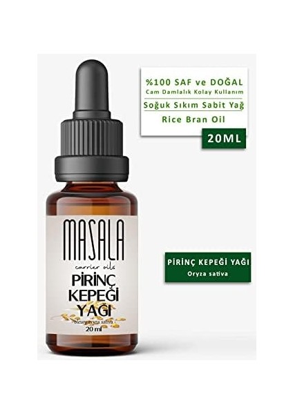 Masala Pirinç Kepeği Yağı 20 Ml. Soğuk Pres (Ricebran Carrier Oil) fiyatları